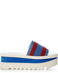 Blue Horizontal Striped Flat Sandals