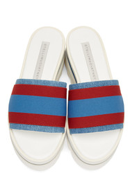 Stella McCartney Red And Blue Striped Flatform Sandals