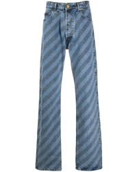 Blue Horizontal Striped Jeans