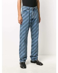 Marni Diagonal Stripes Straight Jeans