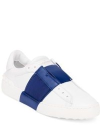 Valentino Laceless Striped Leather Sneakers
