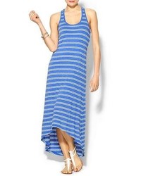 Blue Horizontal Striped Maxi Dress