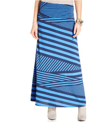 Blue Horizontal Striped Maxi Skirt