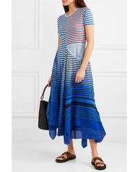 Loewe Tiered Striped Broderie Med Cotton Jersey Midi Dress