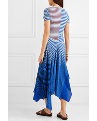 Loewe Tiered Striped Broderie Med Cotton Jersey Midi Dress