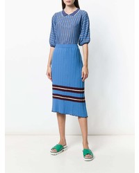 Chiara Bertani Striped Rib Knit Midi Skirt