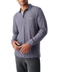 Faherty Luxe Organic Cotton Stripe Long Sleeve Polo Shirt