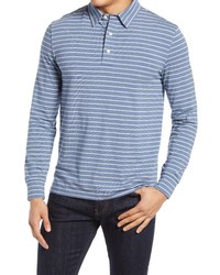 Faherty Movet Stripe Long Sleeve Polo Shirt In Blue Stripe At Nordstrom