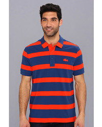 Lacoste Short Sleeve Wide Spaced Stripe Pique Polo W Contrasted Color Croc