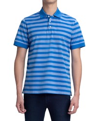 Bugatchi Stripe Mercerized Cotton Polo In Classic Blue At Nordstrom