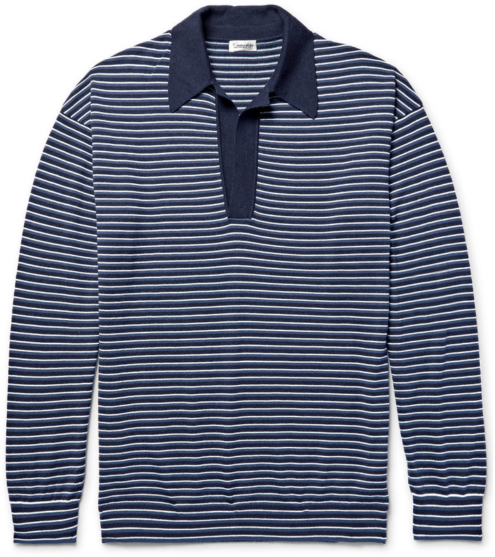 Camoshita Striped Knitted Wool And Cashmere Blend Polo Shirt