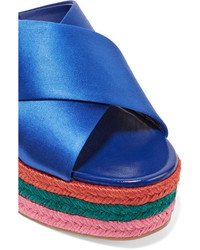 Miu Miu Satin Platform Sandals Bright Blue