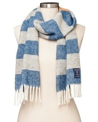 Faribault For Targettm Stripe Wool Scarf Heather Grey And Blue With Orange Accent