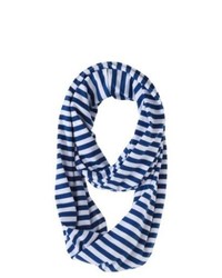 Sylvia Alexander Striped Jersey Knit Infinity Scarf Blue