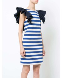Sea Ruffle Trim Striped Dress