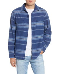 Blue Horizontal Striped Shirt Jacket