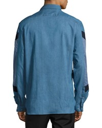 Neil Barrett Modernist Stripe Chambray Shirt Slate