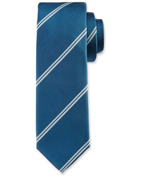 BOSS Diagonal Stripe Silk Tie Tealwhite