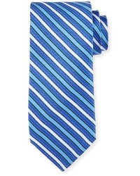 Neiman Marcus Italian Made Striped Silk Tie Navy