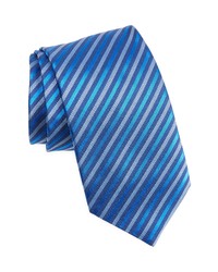 David Donahue Stripe Silk X Long Tie In Navyblue At Nordstrom