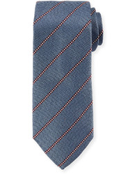 Armani Collezioni Textured Stripe Silk Tie Slate Blue