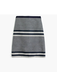 J.Crew Petite A Line Skirt In Striped Navy Tweed