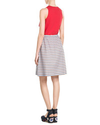 Jil Sander Navy Striped Cotton Skirt