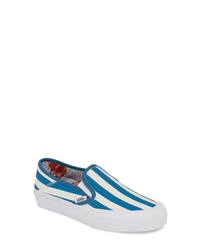 Blue Horizontal Striped Slip-on Sneakers