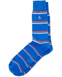 Penguin Double Striped Knit Socks Blue