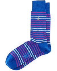 Penguin Mini Double Striped Knit Socks Blue
