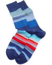 Paul Smith Varied Striped Socks Blue