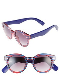 48mm Stripe Round Sunglasses Blue Red