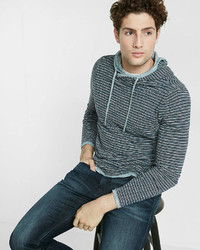 Express Striped Crossover Hooded Sweater