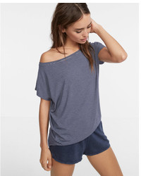 Express One Eleven Stripe Off The Shoulder London Tee