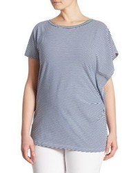 Joan Vass Striped Ruched Tee