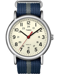 Timex Weekender Blue Gray Fabric Strap Watch