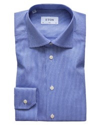 Eton Slim Fit Houndstooth Dress Shirt In Blue At Nordstrom
