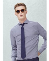 Mango Outlet Slim Fit Micro Houndstooth Tailored Shirt