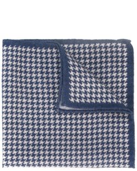 Blue Houndstooth Wool Pocket Square