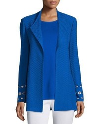 Misook Long Knit Jacket With Grommet Detail