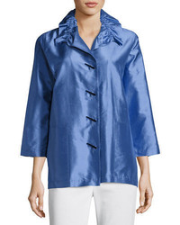 Caroline Rose Shantung Silk Shirt Jacket Plus Size