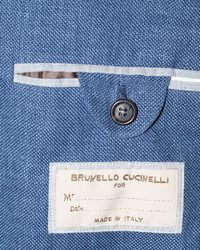 Brunello Cucinelli Traditional Hopsack Deconstructed Jacket Light Blue