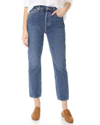 A Gold E Agolde Riley High Rise Straight Crop Jeans