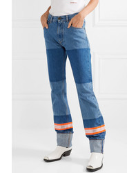 Calvin Klein 205W39nyc Appliqud Two Tone High Rise Straight Leg Jeans