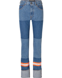 Calvin Klein 205W39nyc Appliqud Two Tone High Rise Straight Leg Jeans