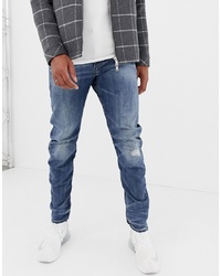 G Star Arc 3d Slim Fit Super Stretch Denim Jean In Mid Wash With Distressed Detail