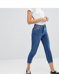 Asos Petite Asos Design Petite Farleigh High Waist Slim Mom Jeans In Dark Wash