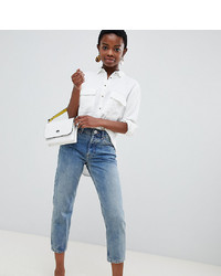 Asos Petite Asos Design Petite Recycled Florence Authentic Straight Leg Jeans In Light Stonewash Blue