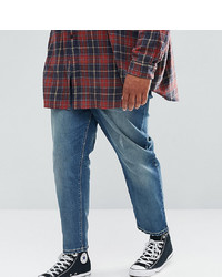 ASOS DESIGN Asos Plus Tapered Jeans In Mid Wash Blue