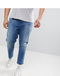 ASOS DESIGN Asos Plus Tapered Jeans In Mid Wash Blue